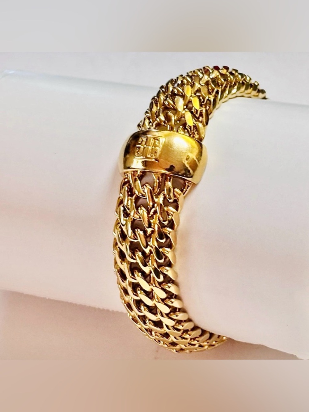 Givenchy Gold Tone Vintage Triple Curb Link Bangle Bracelet - Picture 2 of 5